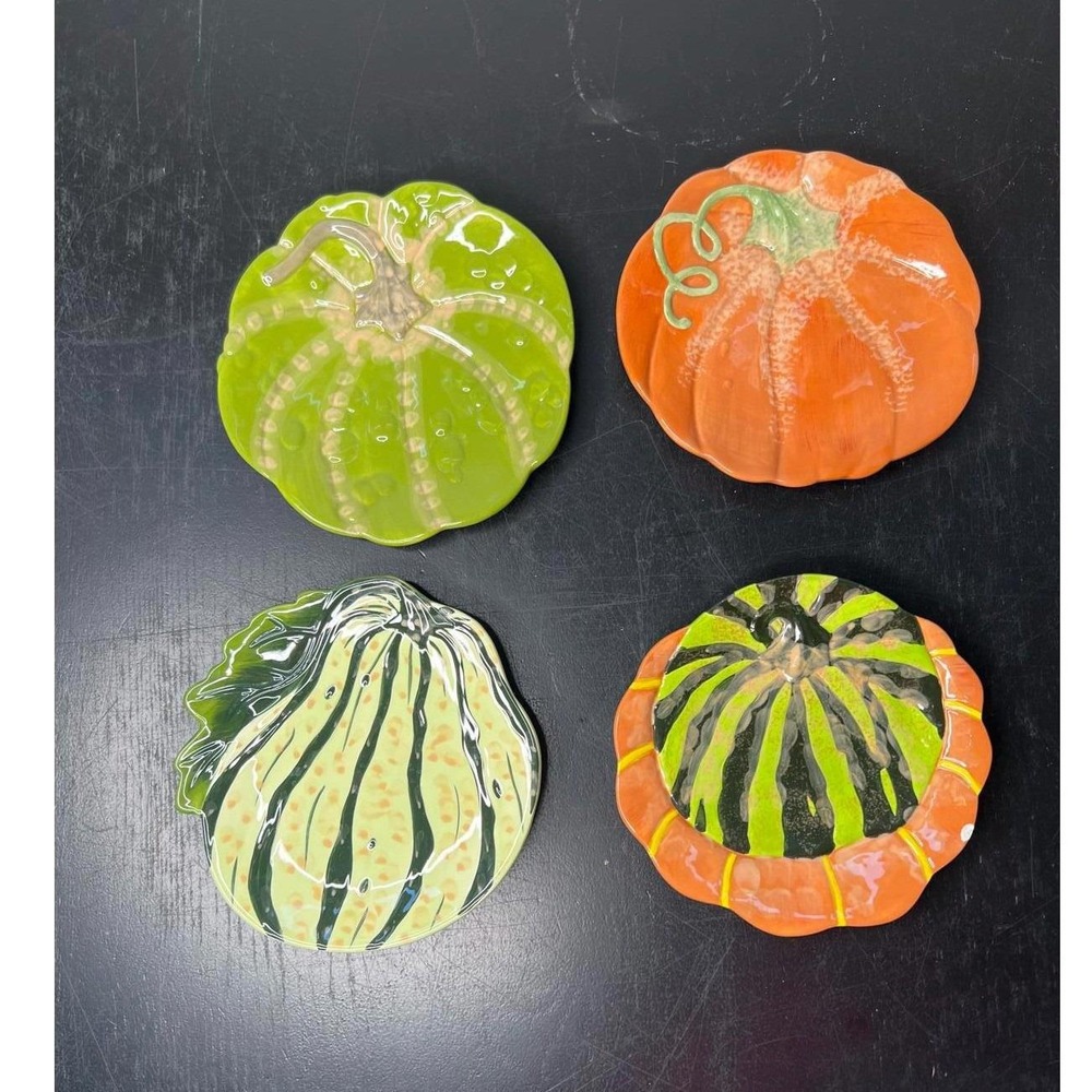 Boston Warehouse Harvest Gourd Plates Multicolor Pumpkin Set of 4 6.5in 07425